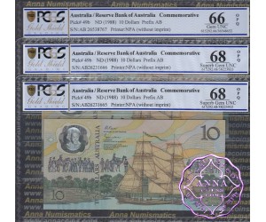 1988 R310b $10 2nd issue Johnston/Fraser Trio PCGS 66/68 OPQ