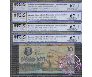 1988 R310b $10 2nd issue Johnston/Fraser Run of 4 PCGS 67 OPQ