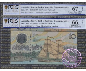 1988 R310b $10 2nd issue Johnston/Fraser Pair PCGS 66/67 OPQ