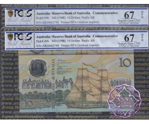 1988 R310b $10 2nd issue Johnston/Fraser Pair PCGS 67 OPQ