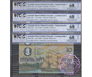 1988 R310b $10 2nd issue Johnston/Fraser Run of 4 PCGS 68 OPQ