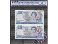 New Zealand 1990 D.T.Brash AAA$10 Uncut of 2 PCGS 68 OPQ