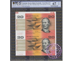 1994 $20 Fraser/Evans Red Uncut of 2 PCGS 67 OPQ