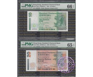 Hong Kong 1993 Chartered Bank $10,20,100 Matching Set PMG