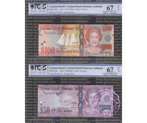 Cayman 2010 $1,5,10,25,50,100 Full Matching Set PCGS66-68 OPQ