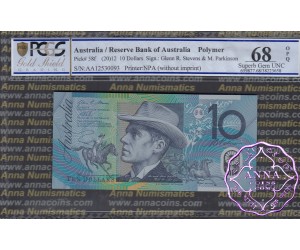 2012 $10 R322aF AA12 Stevens/Parkinson PCGS 68 OPQ