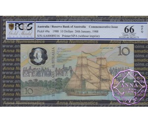 1988 $10 AA00 Johnston/Fraser PCGS 66 OPQ