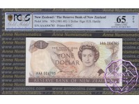 New Zealand 1981 H.R.Hardie AAA $1 P169a PCGS 65 OPQ