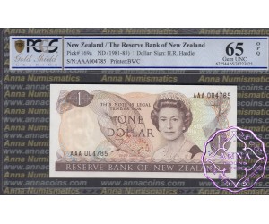 New Zealand 1981 H.R.Hardie AAA $1 P169a PCGS 65 OPQ