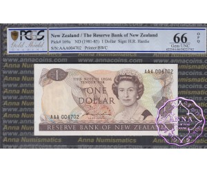 New Zealand 1981 H.R.Hardie AAA $1 P169a PCGS 66 OPQ