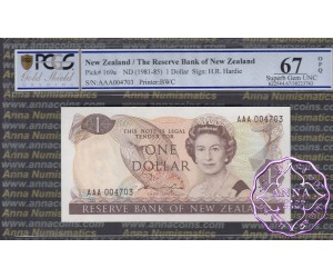 New Zealand 1981 H.R.Hardie AAA $1 P169a PCGS 67 OPQ