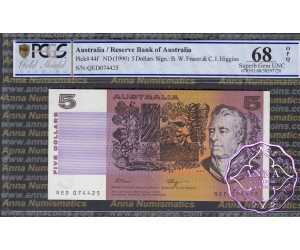 1990 $5 R212 Fraser/Higgins PCGS 68 OPQ