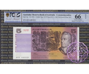 1991 $5 R213 Fraser/Cole Red Opt PCGS 66 OPQ