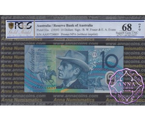 1993 $10 R316aF Fraser/Evans PCGS 68 OPQ
