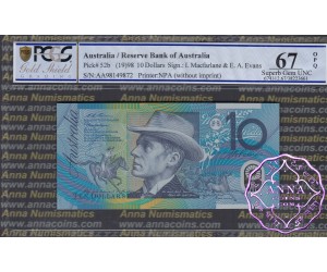 1998 $10 R318cF Macfarlane/Evans PCGS 67 OPQ