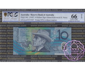 2007 $10 R321aF AA07 Stevens/Henry PCGS 66 OPQ