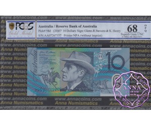 2007 $10 R321aF AA07 Stevens/Henry PCGS 68 OPQ