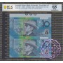 1997 $10 U22 Macfarlane/Evans Uncut of 2 Blue PCGS 68 OPQ