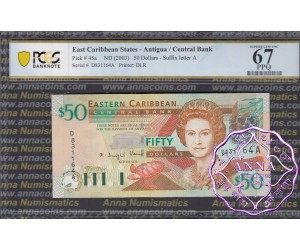 East Caribbean 2003 Dominica Central Bank $50 PCGS 67 PPQ