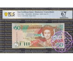 East Caribbean 2003 Dominica Central Bank $50 PCGS 67 PPQ