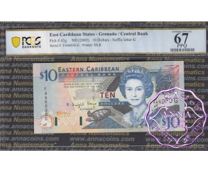 East Caribbean 2003 Dominica Central Bank $10 PCGS 67 PPQ