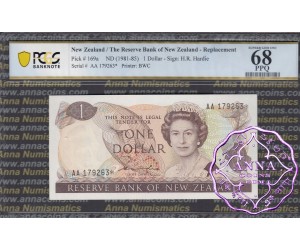 New Zealand 1981 H.R.Hardie $1 P169a* AA* PCGS 68 PPQ