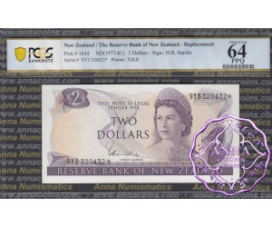 New Zealand 1977 H.R.Hardie $2 P164d 9Y3* PCGS 64 PPQ