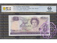 New Zealand 1985 S.T.Russell $2 P170b PCGS 66 PPQ