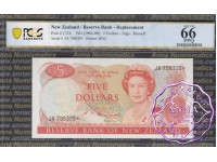 New Zealand 1985 S.T.Russell $5 P171b JA* PCGS 66 PPQ