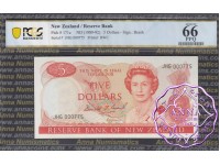 New Zealand 1989 D.T.Brash $5 P171c JHG PCGS 66 PPQ