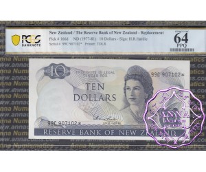 New Zealand 1977 H.R.Hardie $10 P166d 99C* PCGS 64 PPQ