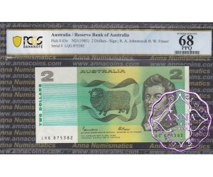 1985 $2 R89L Johnston/Fraser PCGS 68 OPQ