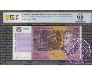 1991 $5 R213 Fraser/Cole Black Opt PCGS 66 OPQ