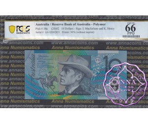 2002 $10 R320aF AA02  Macfarlane/Henry UNC PCGS 66 OPQ