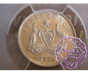 Australia 1936 Threepence PCGS MS63