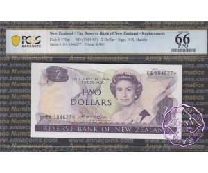 New Zealand 1981 H.R.Hardie $2 P170a EA* PCGS 66 PPQ