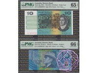 1991 & 1999 $10 Red AA93000783 Matching Pair PMG
