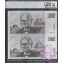 1991 R613 $100 Fraser/Cole Red Uncut of 2 PCGS 65 OPQ