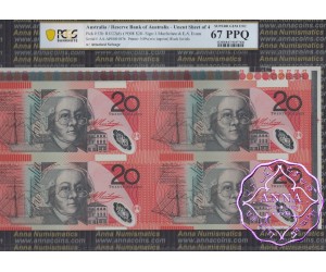 1998 $20 U13 Macfarlane/Evans Uncut of 4 Black PCGS 67 OPQ