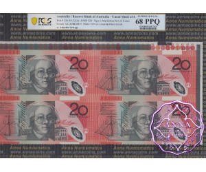 1998 $20 U13 Macfarlane/Evans Uncut of 4 Black PCGS 68 OPQ