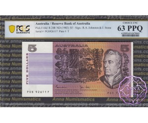1983 $5 R208 Johnston/Stone PCGS 63 OPQ
