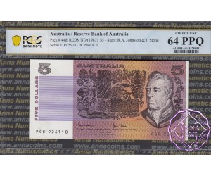 1983 $5 R208 Johnston/Stone PCGS 64 OPQ