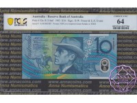 1993 $10 AA93 Opt Fraser/Evans PCGS 64