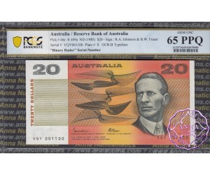 1985 $20 R409a Johnston/Fraser PCGS 65 OPQ
