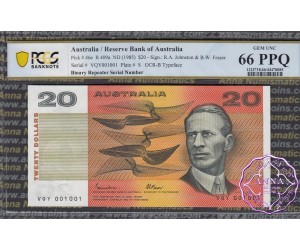 1985 $20 R409a Johnston/Fraser PCGS 66 OPQ