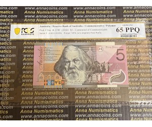 2001 $5 R219F Macfarlane/Evans PCGS 63 OPQ
