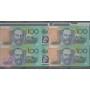 1999 $100 U11 Macfarlane/Evans Uncut of 4 Red PCGS 68 PPQ