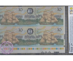 1988 $10 U4 Johnston/Fraser Uncut of 4 PCGS 67 PPQ