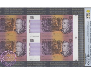 1990 $5 U4 Fraser/Higgins Uncut of 4 PCGS 68 PPQ