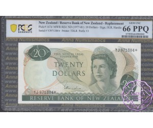 New Zealand 1977 H.R.Hardie $20 P167d YJ* PCGS 66 PPQ
